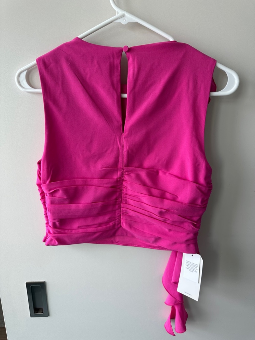 Abercrombie & Fitch Hot Pink Floral One-Shoulder Ruffle Crop Top - Picture 3 of 3